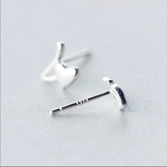 Sterling Silver 925 Love Stud Earrings - Picture 2 of 5